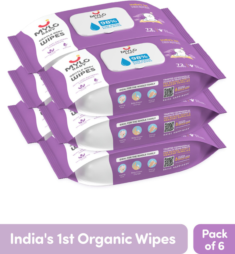 MYLO Baby Gentle Wipes with Coconut & Neem, Thick & Soft, Anti-bacterial, With Lid(432 Wipes)
