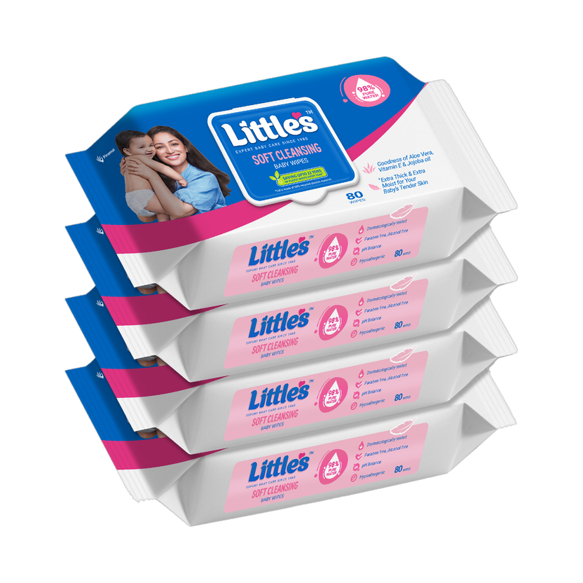 Little's Soft Cleansing Baby Wipes with Aloe Vera, Jojoba Oil and Vitamin E, Lid Pack(320 Wipes)