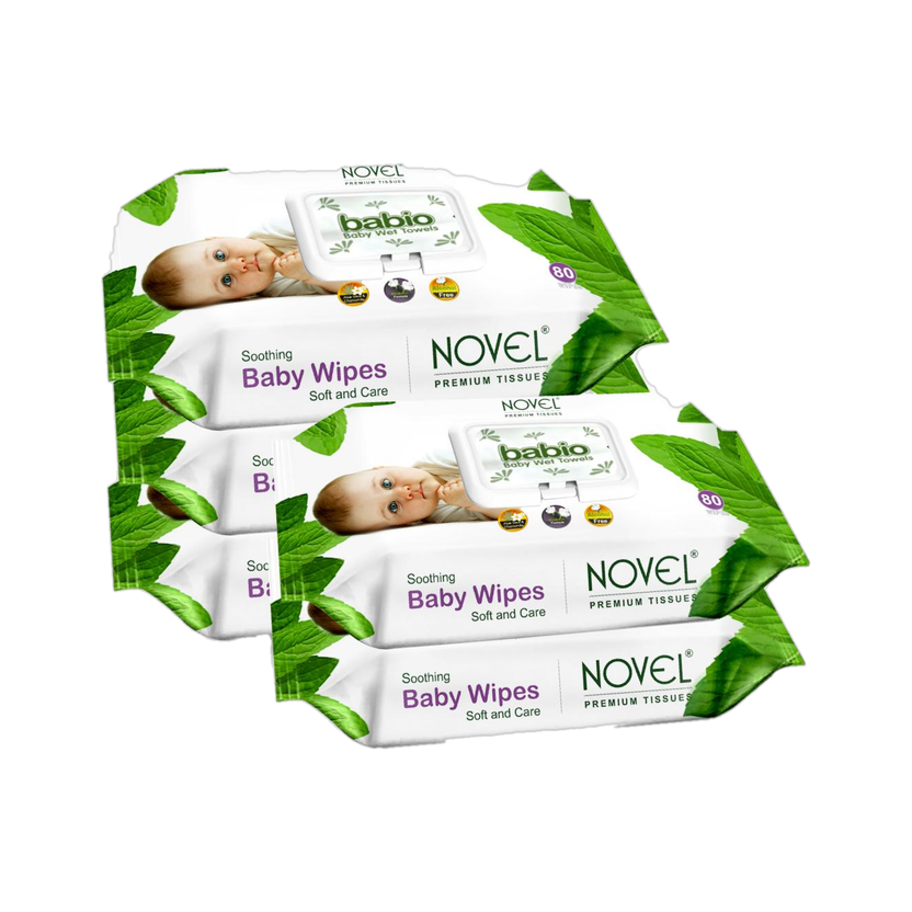 NOVEL Baby Wipes 80 Sheets pack of 5/with Lid(400 Wipes)