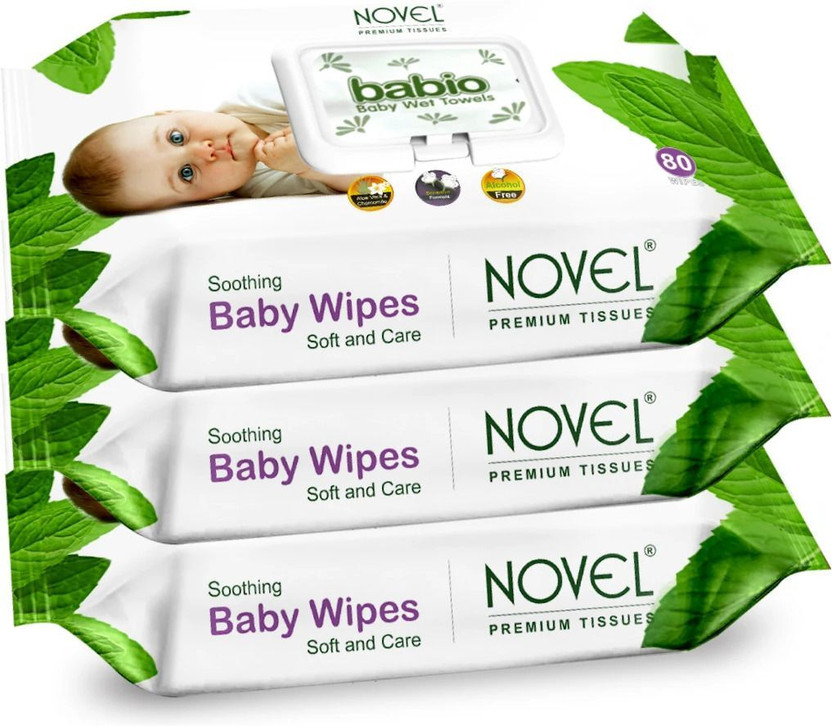 NOVEL Baby Wipes 80 Sheets pack of 3/with Lid(240 Wipes)