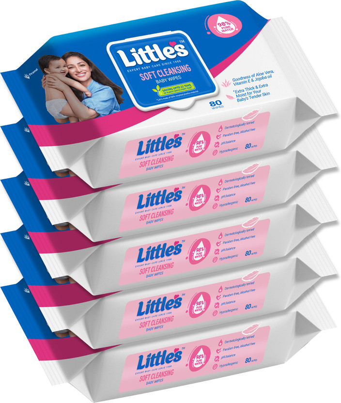 Little's Soft Cleansing Baby Wipes with Aloe Vera, Jojoba Oil and Vitamin E, Lid Pack(400 Wipes)