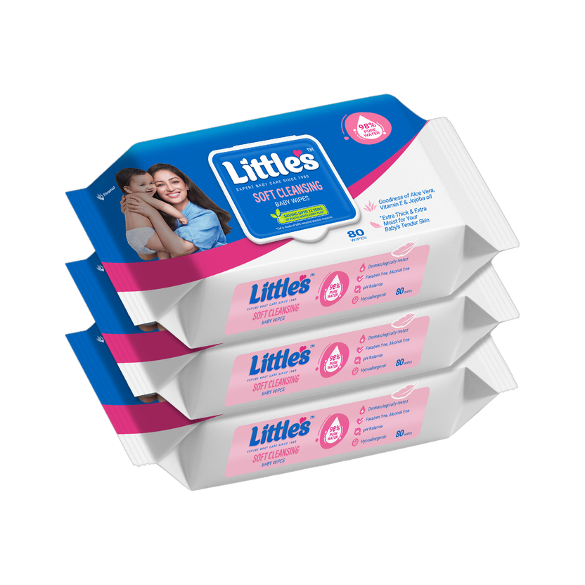 Little's Soft Cleansing Baby Wipes with Aloe Vera, Jojoba Oil and Vitamin E, Lid Pack(240 Wipes)