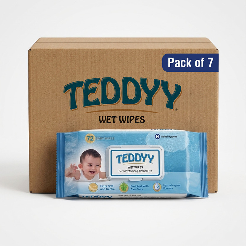 TEDDYY TEDDYY Baby Soft Wet Wipe with Lid | Pack of 7 | With Aloe Vera and Vitamin E(504 Wipes) - Flipkart Deal