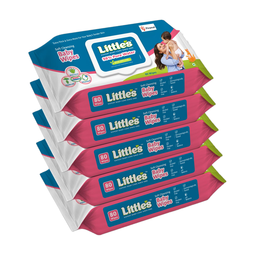 Little's Soft Cleansing Baby Wipes with Aloe Vera, Jojoba Oil and Vitamin E, Lid Pack(400 Wipes)