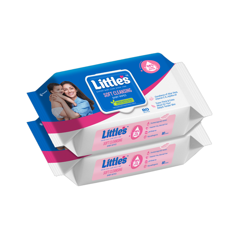 Little's Soft Cleansing Baby Wipes with Aloe Vera, Jojoba Oil and Vitamin E, Lid Pack(160 Wipes)