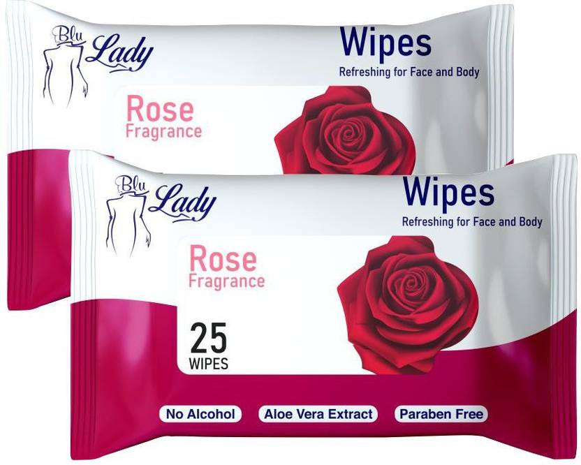 Blu lady Alcoholic Free and Aqua Glycerin (Rose Fragrance) Body Wipes
