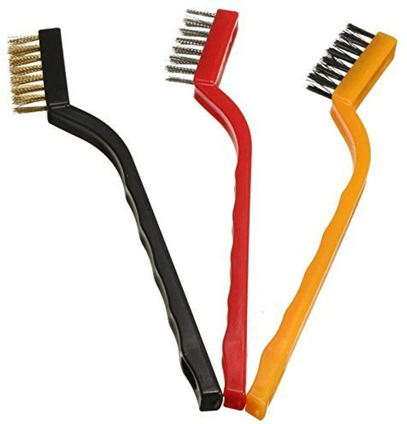 ABlue Clipper Wire Brush Set | Household Cleaning Tool Kit With Brass, Nylon, Stainless Steel Bristles | Rust Removing Brush | Ideal For Jewelry Cleaner, Polishing, metal Rust & Corrosion Removal, Slag , Paint Remove Gas Stove Burner Handle Scratch Brush(Pack of 3)