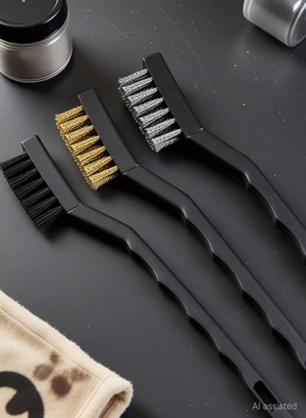 Shrigana Mini Wire Brush Set Steel Brass Nylon Cleaning Polishing 7 inch 3PC Black Wheel Brush(Pack of 3)