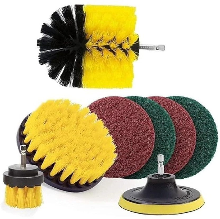 AASONS 8 Pc Drill Brush Set,Power Scrubber Cleaning Tool Kit,All Purpose 1/4" Hex shank Cordless Cleaning Brush(Pack of 8)