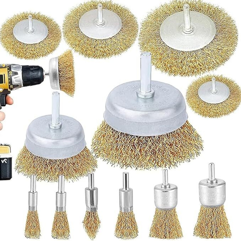 Verilux 12Pcs Steel Wire Brush Set for Drill Grinding and Polishing Wheel Brush(Pack of 12)