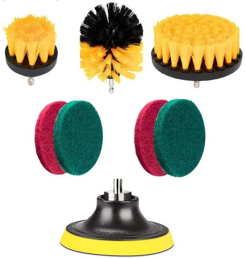 AASONS 8 Pcs Electric Drill Brush Attachment Set, Power Scrubber Cleaning Tool Kit Cordless Cleaning Brush(Pack of 8)