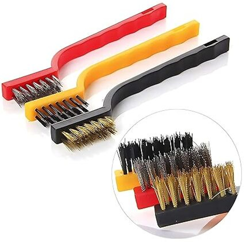 JIRNDAL STORE Set of 3 Pcs Gas Cleaning Mini Wire Brush Cleaning Kitchen Handle Scratch Brush(Pack of 1)