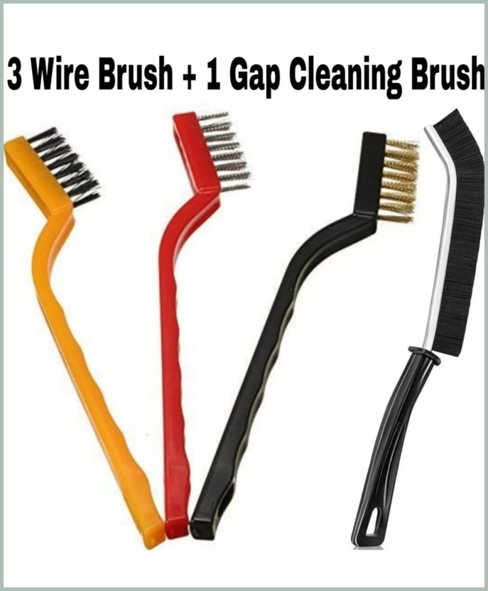 Kaworas Tough Wire Brush for Cleaning Pipes and Angled Gap Tool for Bathroom Edges Handle Scratch Brush(Pack of 4)