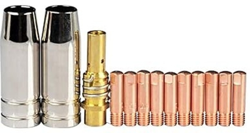 MBI 13PCS Mig Welding Nozzle Consumables Gold Tip Holder Contact Tips Multipurpose Wire Connector(Multicolor, Pack of 13)