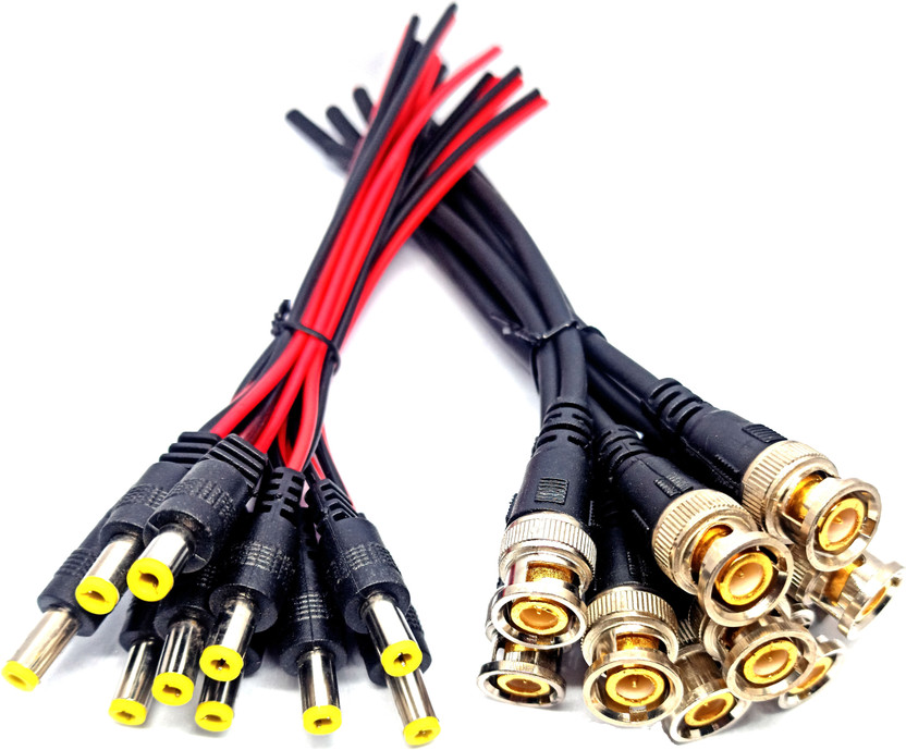 TAAPSEE TAAPSEE (20pack) 10 Pcs BNC Cable (Black) and 10 Pcs DC Power Male (Red-Black) Cables for Surveillance CCTV Camera Wire Connector(Black, Pack of 20) - Flipkart Deal
