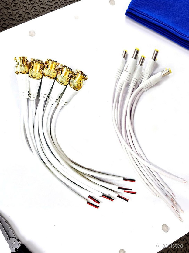 TAAPSEE TAAPSEE (20pack) 10 Pcs BNC Connector with Copper Wire Moulded - 18CM and 10 Pcs DC Power Pigtail Male Cables with 2.1mm Connectors Barrel Jack for Surveillance CCTV Camera DC+BNC CONNECTOR-PIGTAIL Wire Connector(White, Pack of 20) - Flipkart Deal