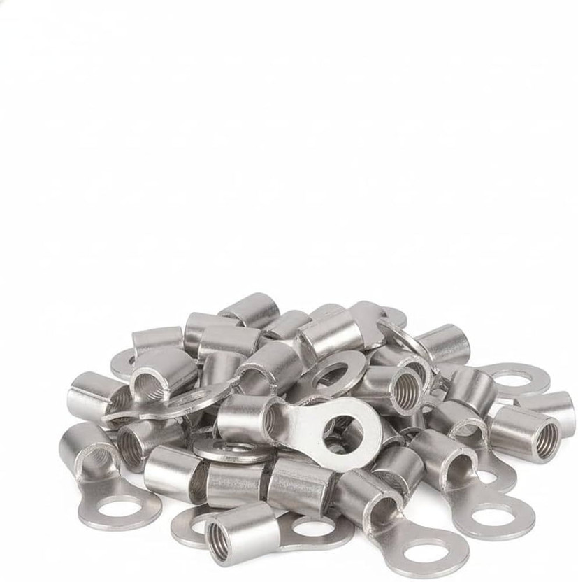 TECHNEXA Non Insulated Cable Having 8mm Hole Ring Terminals Lugs for 10sqmm Wire Connector Wire Connector(Silver, Pack of 25)