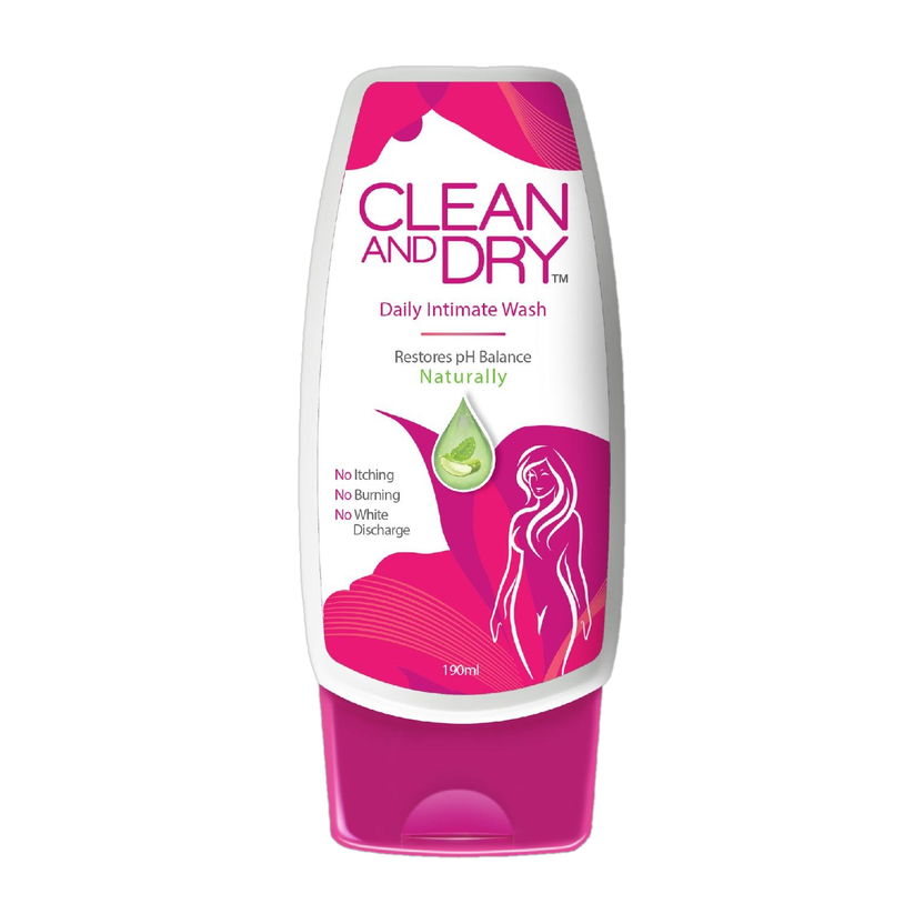 CLEAN AND DRY Prevents Itching & Burning|Restores Natural pH Balance Intimate Wash(190 ml, Pack of 1)
