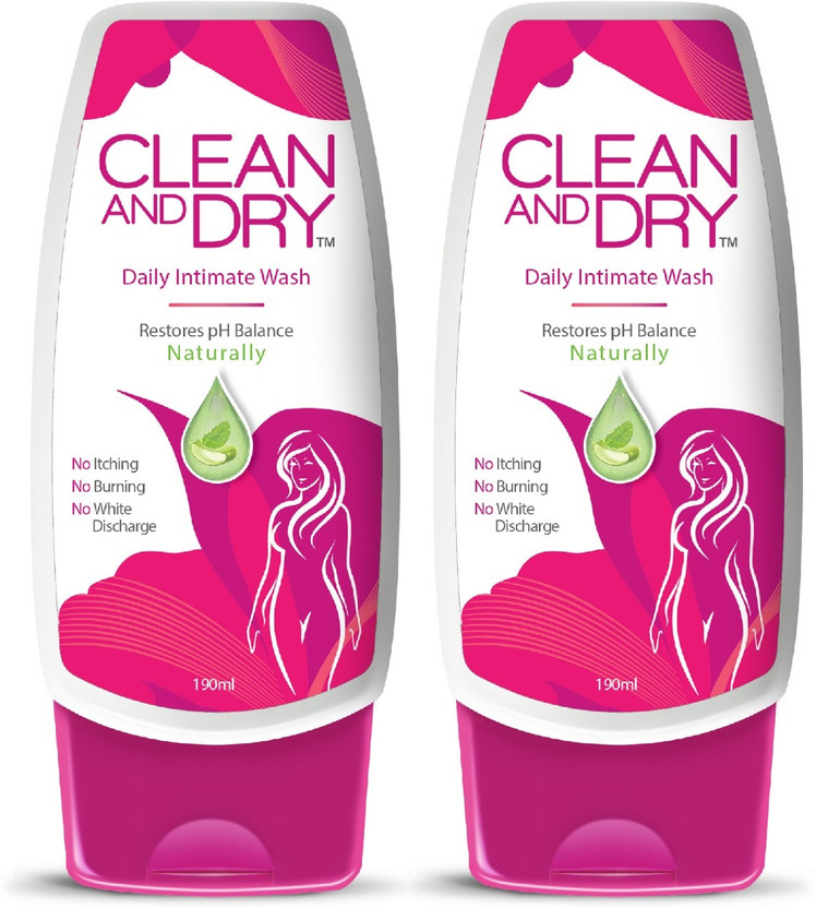 CLEAN AND DRY Prevents Itching & Burning|Restores Natural pH Balance Intimate Wash(380 ml, Pack of 2)