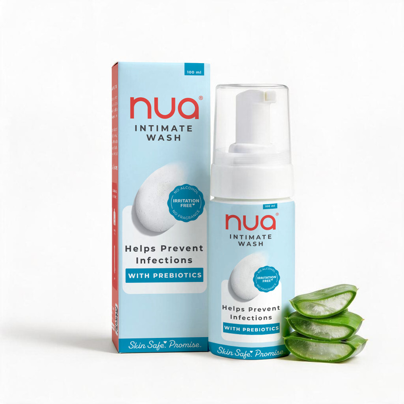 Nua Foaming Intimate Wash Enriched with Aloe Vera and Lactic Acid, 100ml || Toxin-free, Paraben-free and Sulphate-free || Anti-Bacterial and prevents infections Intimate Wash(100 ml, Pack of 1)