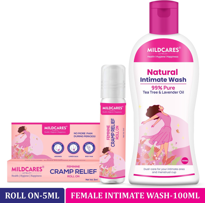 Gynocup Gynocup Intimate Wash for Women with 5ml Cramp Relief Roll-On for Periods & Body Pain & Intimate Wash(105 ml, Pack of 1) - Flipkart Deal