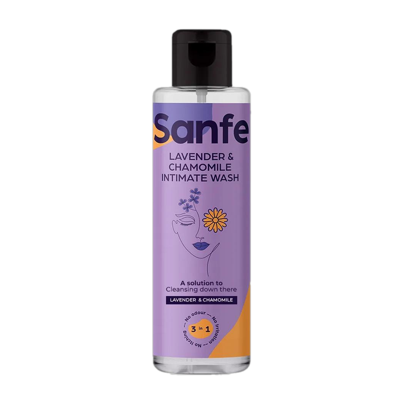 Sanfe Natural Intimate Wash, 3 in 1 - No Odour, No Itching, No Irritation - Lavender & Chamomile Intimate Wash(100 ml)