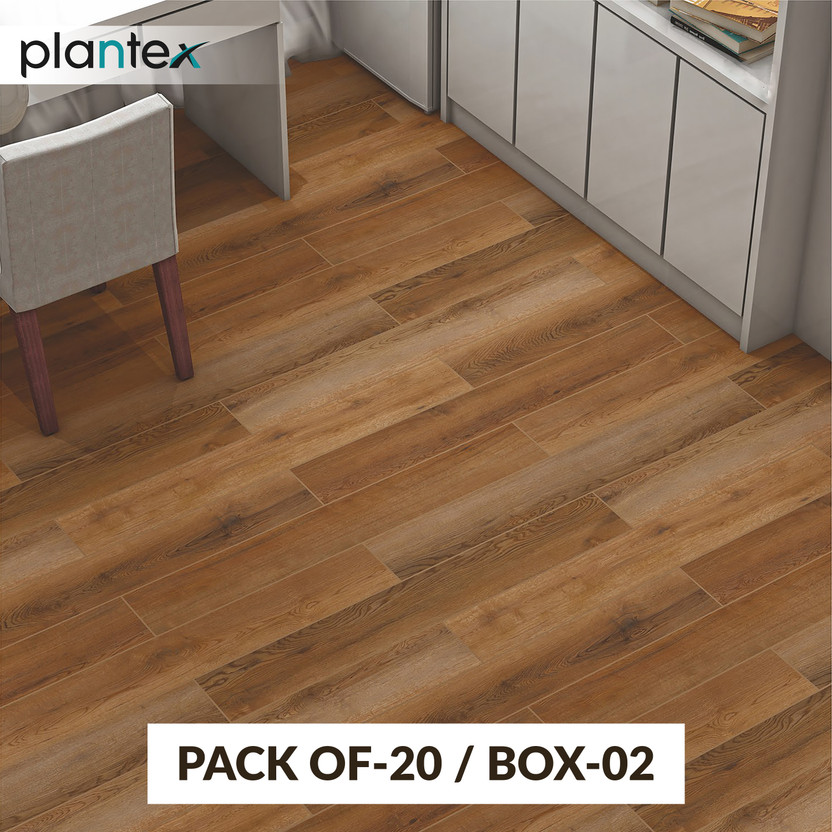 Plantex SPC Tiles for Floor/Click N Lock Wooden Flooring for Home-60 Square Ft/20 Tiles Wood Textured(Interlocking Tile)