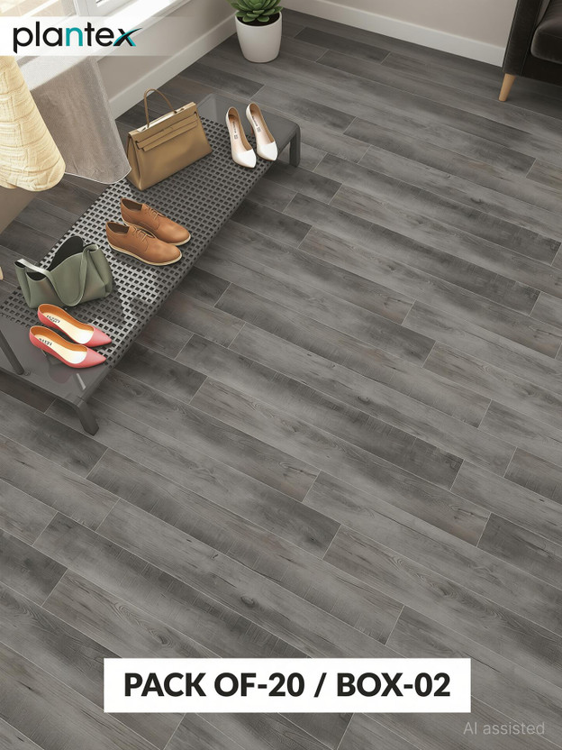 Plantex SPC Tiles for Floor/Click N Lock Wooden Flooring for Home-60 Square Ft/20 Tiles Wood Textured(Interlocking Tile, Pack of 10)