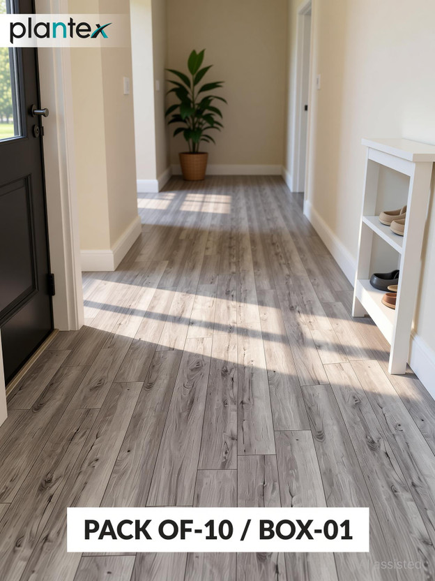 Plantex Click N Lock Wooden Flooring for Home-30 Square Ft/10 Tiles/SPC Tiles for Floor Matt Textured(Interlocking Tile, Pack of 10)