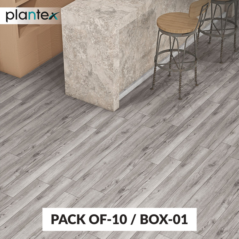 Plantex Click N Lock Wooden Flooring for Home-30 Square Ft/10 Tiles/SPC Tiles for Floor Matt Textured(Interlocking Tile, Pack of 10)