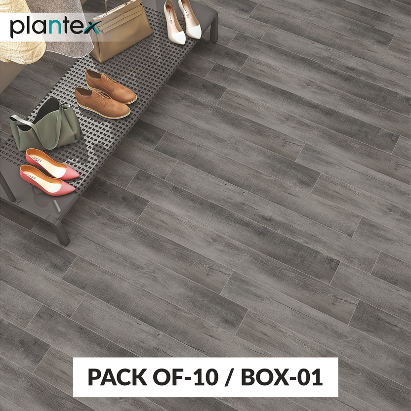 Plantex Click N Lock Wooden Flooring for Home-30 Square Ft/10 Tiles-SPC Tiles for Floor Wood Textured(Interlocking Tile)