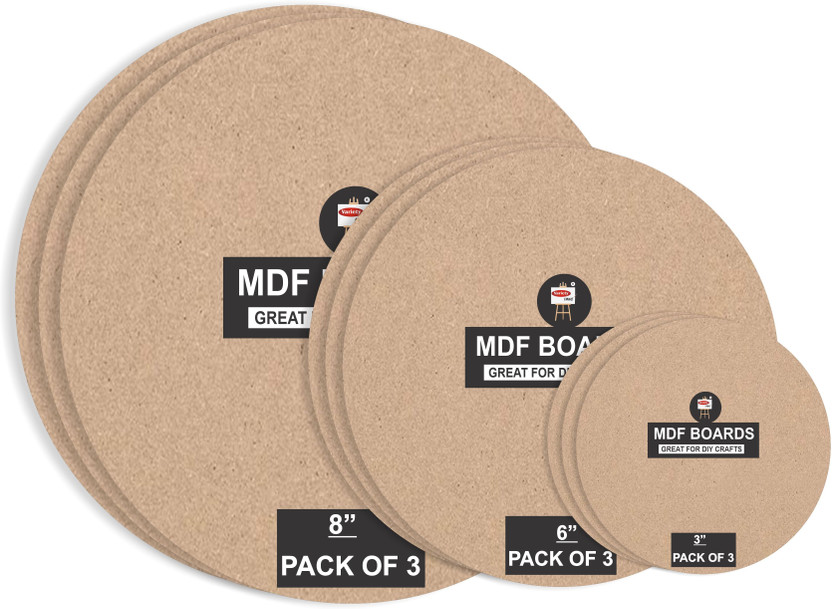 Variety Canvas Variety MDF Boards for Art and Craft, Wood MDF Sheets (MDF 8"6"3"ROUND -9PC) Ash Japanese Wood Veneer(20 cm x 20 cm)