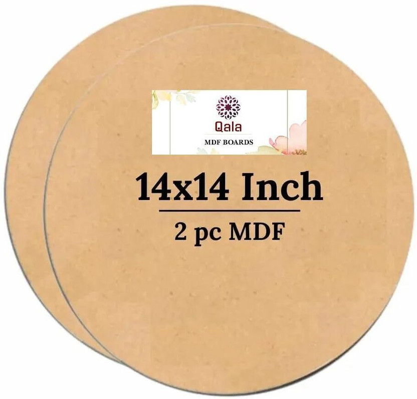 Qala Round Wooden 14 INCH MDF Art Board 3.5 mm for Craft/Painting/Mandala/DIY Set Pine Wood Veneer(35 cm x 35 cm)
