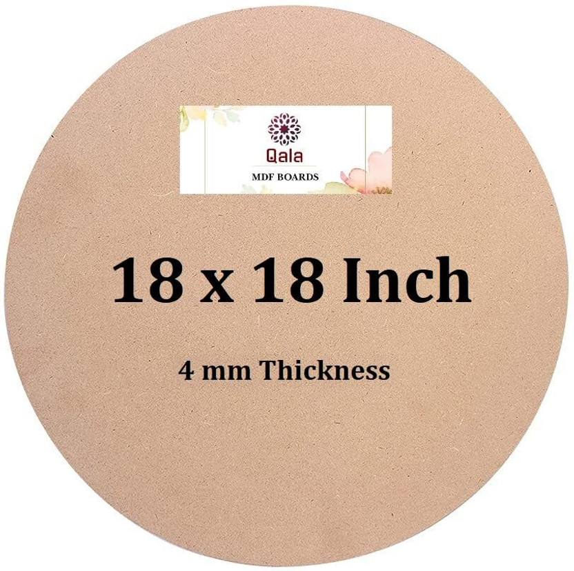 Qala Round Wooden 18 INCH MDF Art Board 4 mm for Craft/Painting/Mandala/DIY Set Pine Wood Veneer(45 cm x 45 cm)