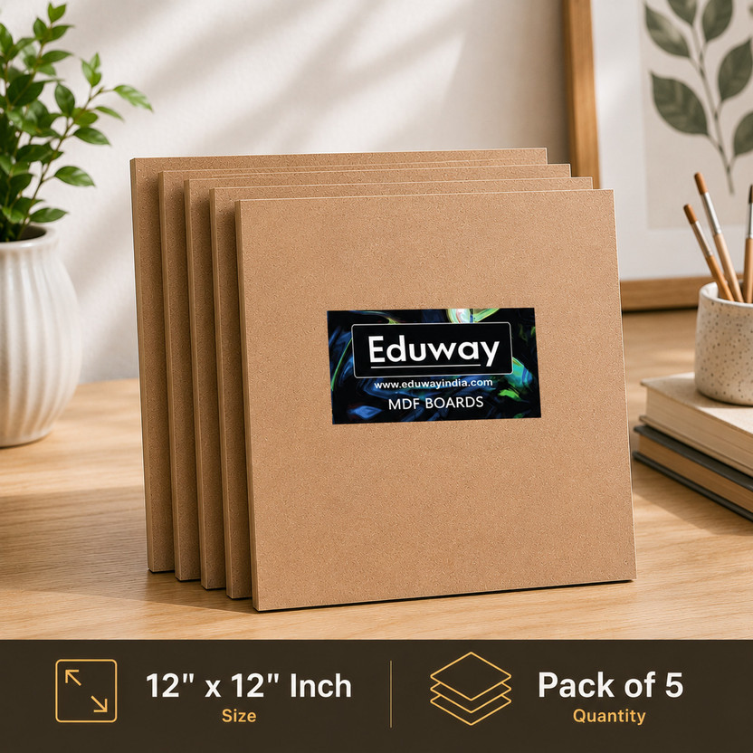 Eduway 12" X 12" Mdf Board Sheet For Art & Craft Pack of 5 Ash Japanese Wood Veneer(30 cm x 30 cm)
