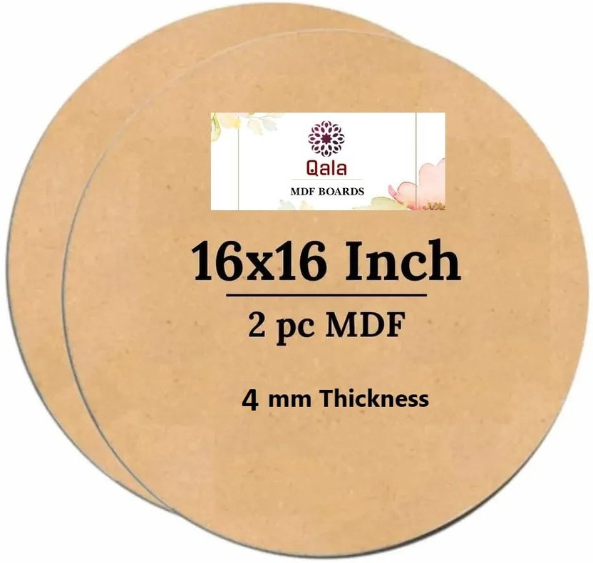 Qala Round Wooden 16 INCH MDF Art Board 4 mm for Craft/Painting/Mandala/DIY Set Pine Wood Veneer(40 cm x 40 cm)