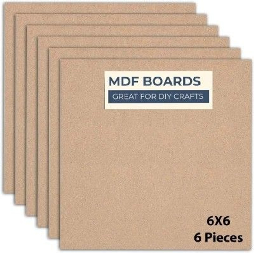 PeerShah 6 X 6 MDF BOARD PACKOF 6 Pine Wood Veneer(15.24 cm x 15.24 cm)