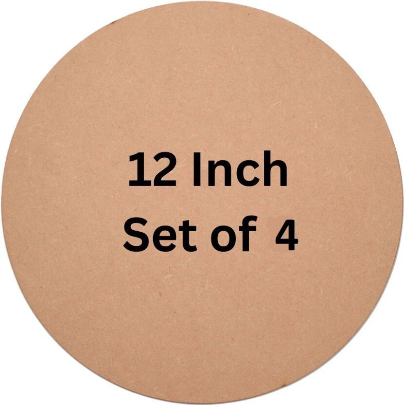 kumawatfeb Round Circle MDF Pine Wood 12 inch MDF Boards for Art and Craft set 4 Pine Wood Veneer(30 cm x 30 cm)