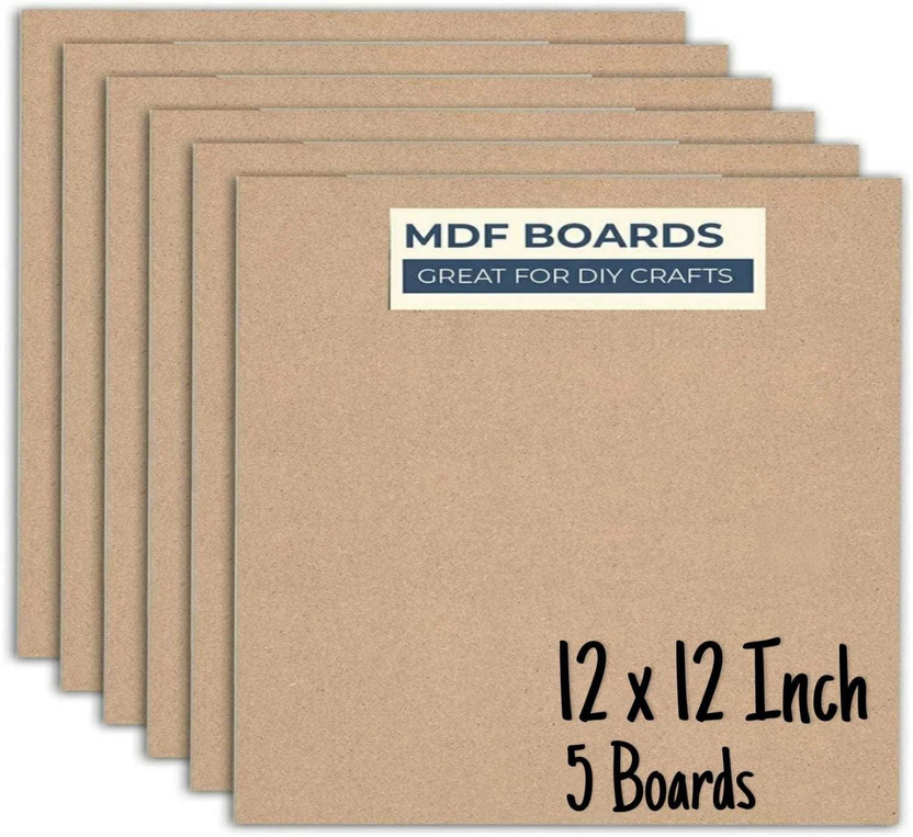 Gloridec Square MDF Pine Wood 12 inch MDF Boards for Art and Craft 2.5mm - 5 set Pine Wood Veneer(30 cm x 30 cm)