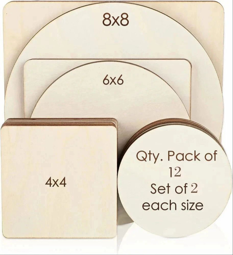 VSELL Mdf Board Sheet For Art & Craft Mandala art, Lippan art,Resin Art Pack of 12 Ash Wood Veneer(20.32 cm x 20.32 cm)