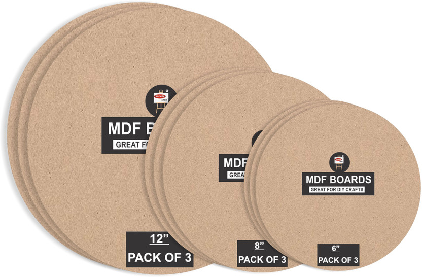 Variety Canvas Variety MDF Boards for Art and Craft, Wood MDF Sheets (MDF 12"8"6"ROUND -1PC) Ash Japanese Wood Veneer(30 cm x 30 cm)