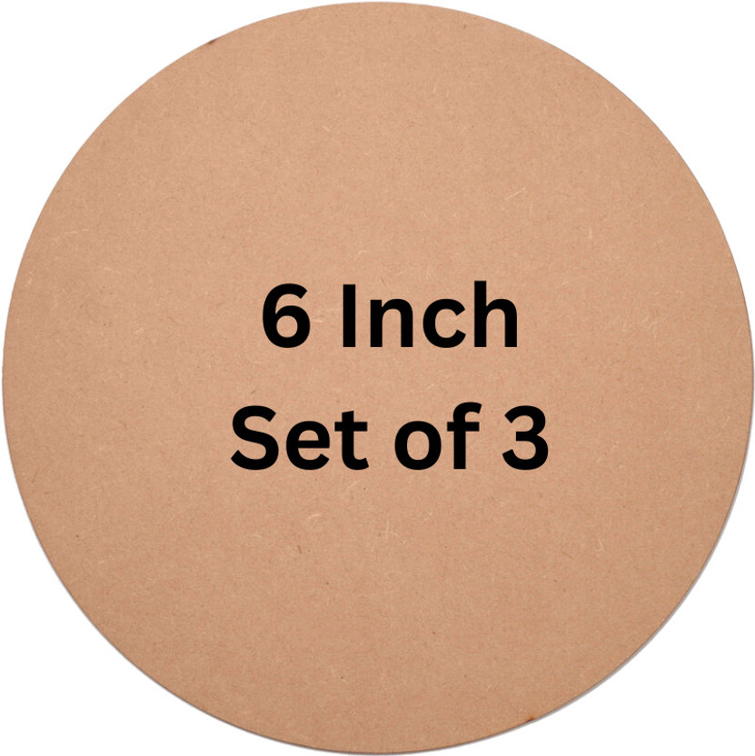 kumawatfeb Round Circle MDF Pine Wood 6 inch MDF Boards for Art and Craft set 3 Pine Wood Veneer(15 cm x 15 cm)