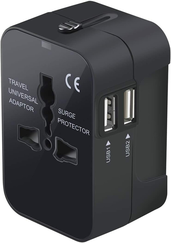 Jihaan Primium International All in One Worldwide Travel Adapter Outlet USB 2.1A100-250 Worldwide Adaptor(Black)