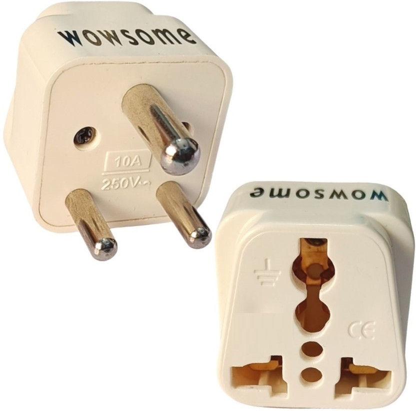 WOWSOME Universal Plug for (USA, UK, AU, EU, China) to India Socket Converter Pack of 2 Worldwide Adaptor(White)