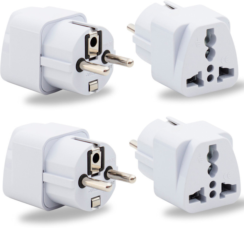 HI-PLASST HI-PLASST (Pack of 4) Germany Schuko Plug India to Europe, 2pin to 3pin Converter Adapter Worldwide Adaptor(White) - Flipkart Deal