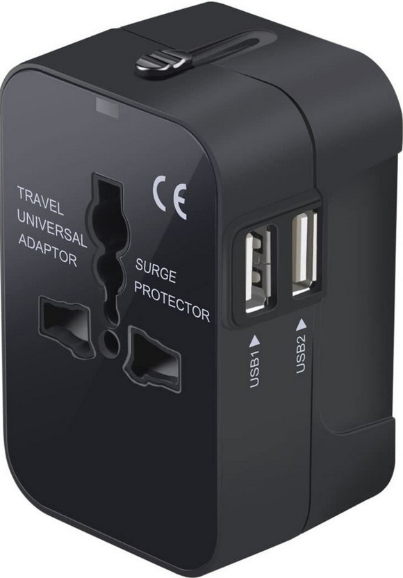 Jihaan Travel Adapter, Worldwide All in One International Power Adapter Universal Worldwide Adaptor(Black)