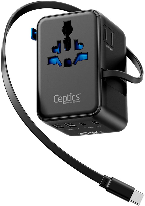 Ceptics International Travel Adapter Worldwide Adaptor(Black)