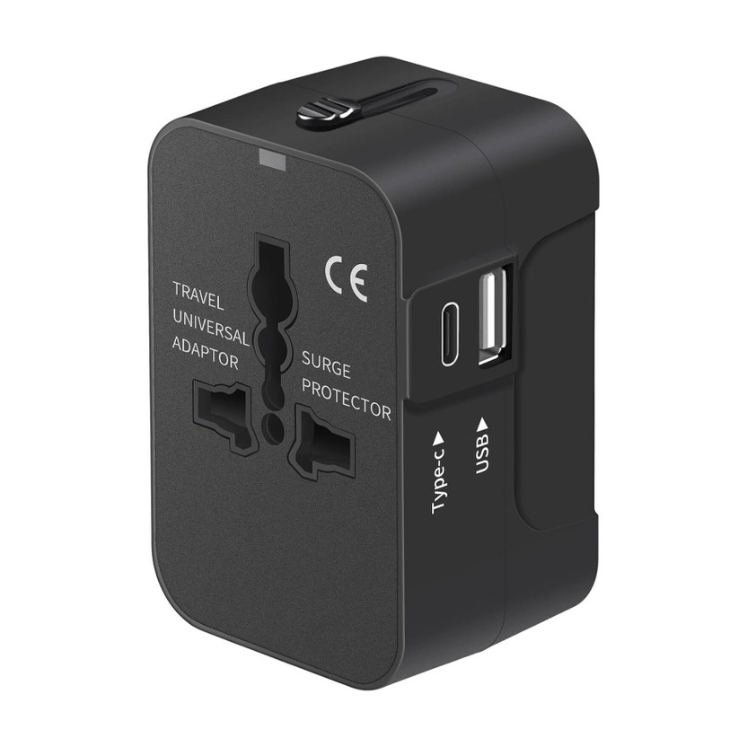 LN KART Universal All in One USB C Worldwide Travel Adapter for USA EU UK AUS Worldwide Adaptor(Black)