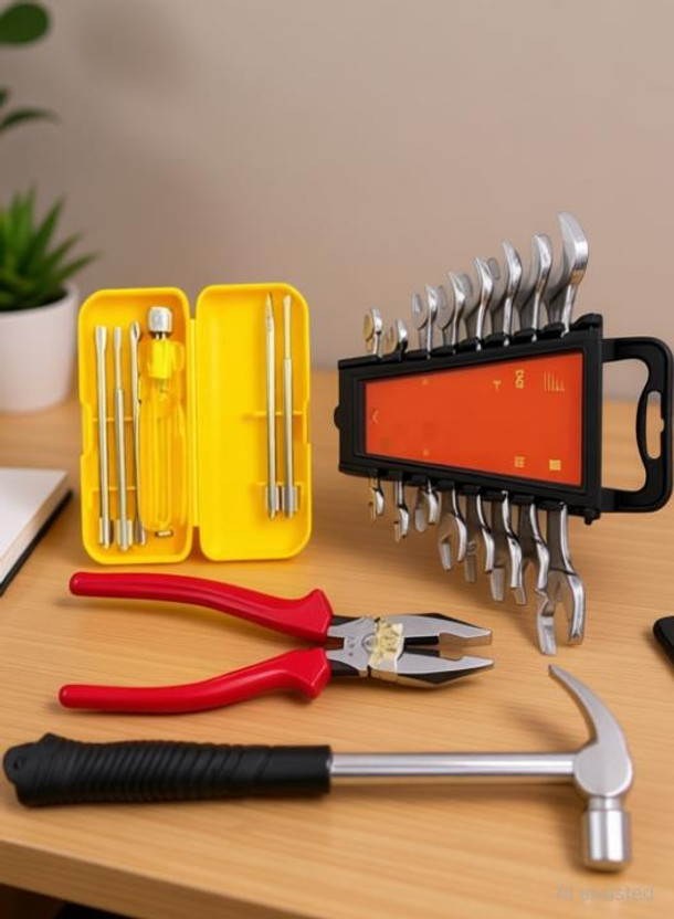 Exotic Arcade Hand Tool Kit 4 Tools|Spanner Set8Pcs|8" Plier|Claw Hammer|Screwdriver Kit 6Pcs| Double Sided Open End Wrench(Pack of 16)