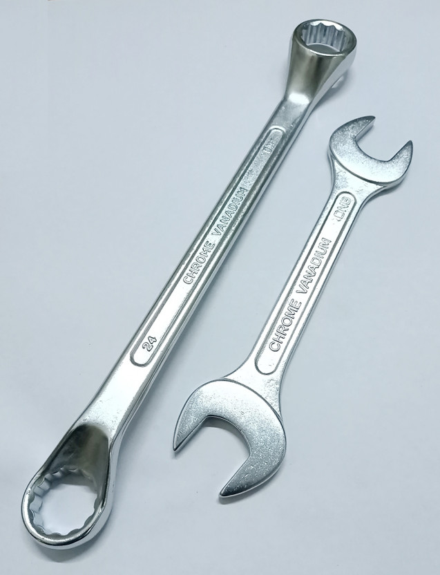 4MECH 24x27 mm Ring + DOE Spanners Heavy Duty Hardened and Tempered Double Sided Speciality(Pack of 2)